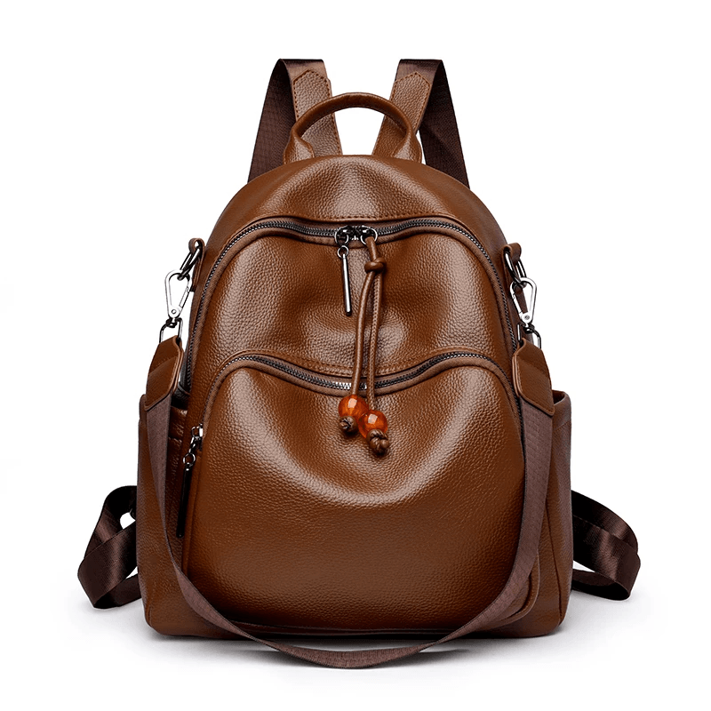 Women's Small Lightweight Leather Backpack - Fashionable & Compact